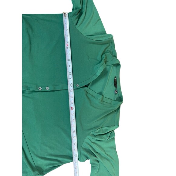 Susan Graver Liquid Knit Kelly Green Button Up 2X Long Sleeve Cardigan Tunic Top - Picture 9 of 12